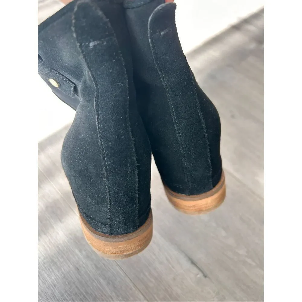 Cole Haan  Black Suede Booties Bootie  Sz 7New Flat Ankle Boots $200 retail